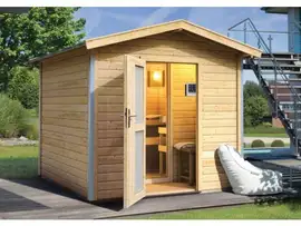 Karibu | Bosse 1 Buitensauna met Voorruimte | Melkglas Deur | Kachel 9 kW Externe Bediening