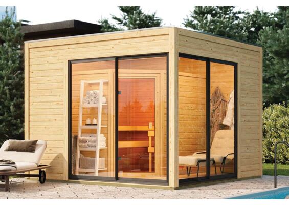 Karibu | Terning 3 Sauna Set B | Kachel 9 kW Externe Bediening