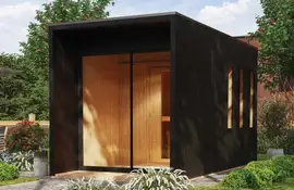 Karibu | Buitensauna Miramar | Zwart | Kachel 9 kW Externe Bediening