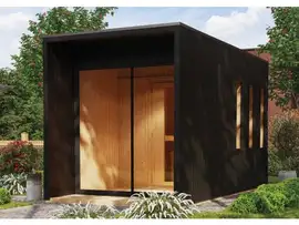 Karibu | Buitensauna Miramar | Zwart | Kachel 9 kW Externe Bediening
