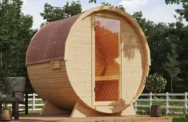 Karibu | Barrelsauna 1 | Kachel 9 kW Geïntegreerde Bediening