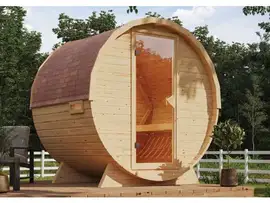 Karibu | Barrelsauna 1 | Kachel 9 kW Geïntegreerde Bediening