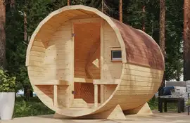 Karibu | Barrelsauna 2 | Biokachel 9 kW Externe Bediening