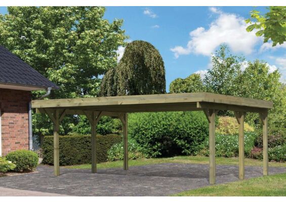 Karibu | Dubbele Carport Classic 1 | Variant A met Stalen Dakplaten