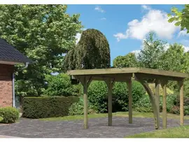 Karibu | Enkele Carport Classic 1 | Variant B met Stalen Dakplaten