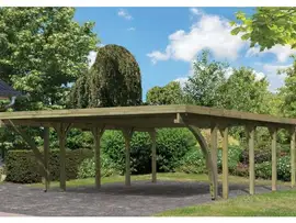 Karibu | Dubbele Carport Classic 3 | Variant C met PVC Dakplaten