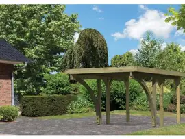 Karibu | Enkele Carport Classic 1 | Variant C met Stalen Dakplaten