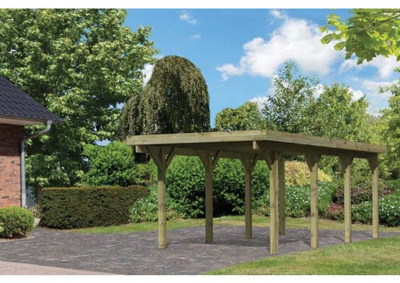 Karibu | Enkele Carport Classic 2 | Variant A met Stalen Dakplaten