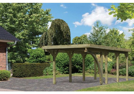 Karibu | Enkele Carport Classic 2| Variant B met Stalen Dakplaten