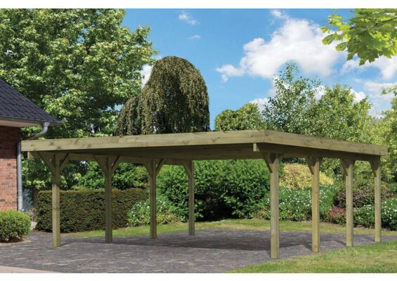 Karibu | Dubbele Carport Classic 2 | Variant A met Stalen Dakplaten