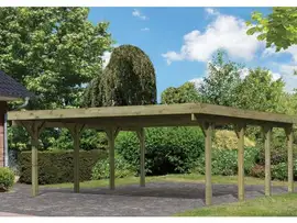 Karibu | Dubbele Carport Classic 2 | Variant A met Stalen Dakplaten