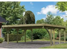 Karibu | Dubbele Carport Classic 2 | Variant B met Stalen Dakplaten