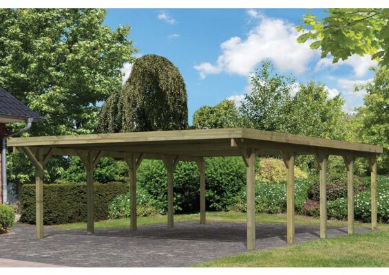 Karibu | Dubbele Carport Classic 3 | Variant A met Stalen Dakplaten