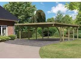 Karibu | Dubbele Carport Classic 3 | Variant B met Stalen Dakplaten
