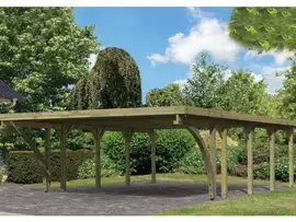 Karibu | Dubbele Carport Classic 3 | Variant C met Stalen Dakplaten