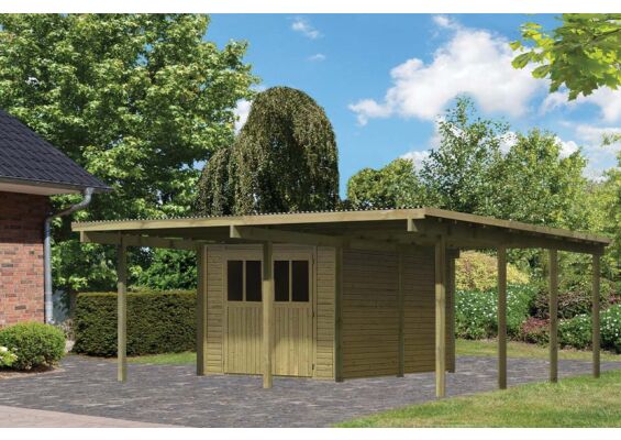 Karibu | Dubbele Carport Eco 2 met Berging Middelgroot | Variant A