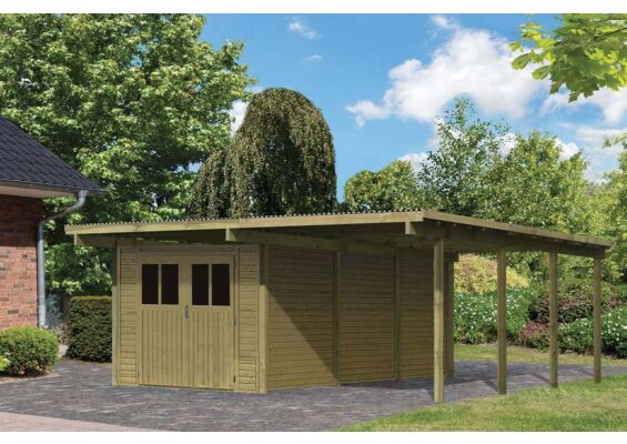 Karibu | Dubbele Carport Eco 2 met Berging Groot | Variant A