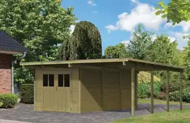 Karibu | Dubbele Carport Eco 2 met Berging Groot | Variant A