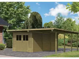 Karibu | Dubbele Carport Eco 2 met Berging Groot | Variant A