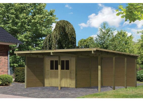 Karibu | Dubbele Carport Eco 2 met Berging Middelgroot | Variant B