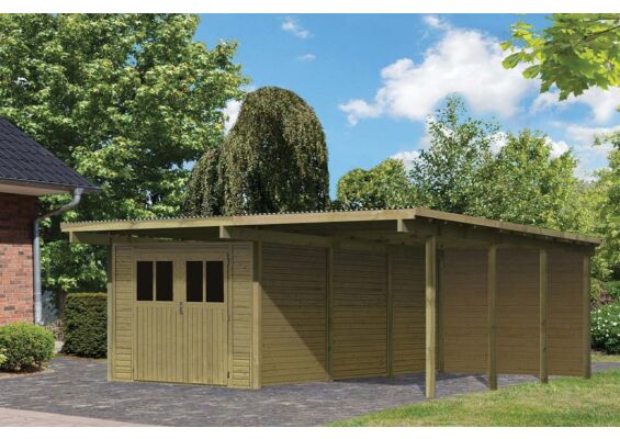 Karibu | Dubbele Carport Eco 2 met Berging Groot | Variant B