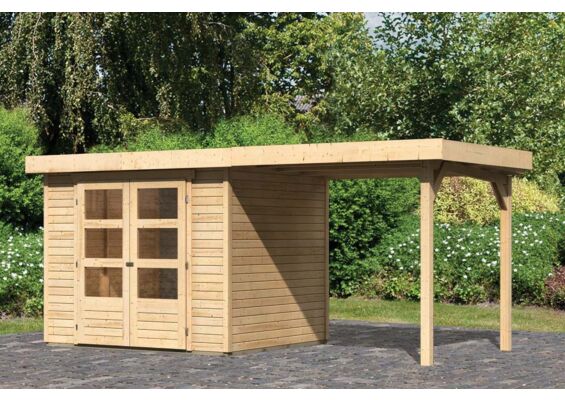 Woodfeeling | Tuinhuis Askola 3 met Overkapping 2,4 | Onbehandeld