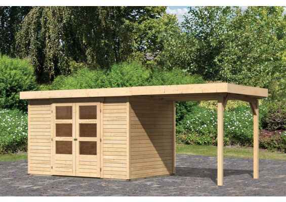 Woodfeeling | Tuinhuis Askola 4 met Overkapping 2,4 | Onbehandeld