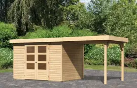 Woodfeeling | Tuinhuis Askola 4 met Overkapping 2,4 | Onbehandeld