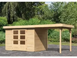 Woodfeeling | Tuinhuis Askola 4 met Overkapping 2,4 | Onbehandeld