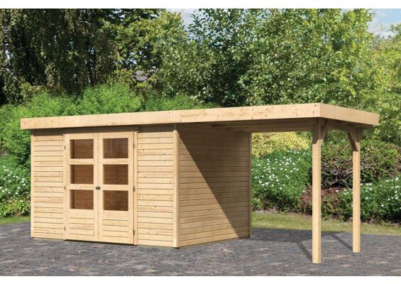 Woodfeeling | Tuinhuis Askola 5 met Overkapping 2,4 | Onbehandeld