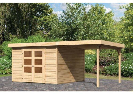 Woodfeeling | Tuinhuis Askola 6 met Overkapping 2,4 | Onbehandeld