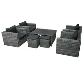 Fonteyn | Loungeset Salou met 4 Stoelen | Halfmoon Dark Grey