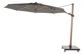 4 Seasons Outdoor | Parasol Siesta Premium Ø350 cm| Antraciet-Houtlook