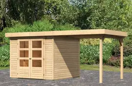 Woodfeeling | Tuinhuis Askola 3,5 met Overkapping 2,4 | Onbehandeld
