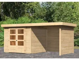 Woodfeeling | Tuinhuis Askola 3,5 met Overkapping 2,4, Zij- en Achterwand | Onbehandeld