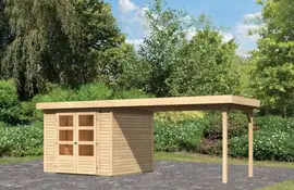 Woodfeeling | Tuinhuis Askola 3,5 met Overkapping 2,8 | Onbehandeld