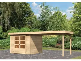 Woodfeeling | Tuinhuis Askola 3,5 met Overkapping 2,8 | Onbehandeld
