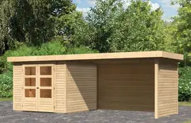 Woodfeeling | Tuinhuis Askola 3,5 met Overkapping 2,8, Zij- en Achterwand | Onbehandeld