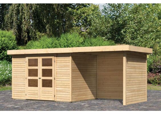 Woodfeeling | Tuinhuis Askola 4 met Overkapping 2,4, Zij- en Achterwand | Onbehandeld