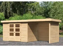 Woodfeeling | Tuinhuis Askola 4 met Overkapping 2,4, Zij- en Achterwand | Onbehandeld
