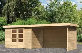 Woodfeeling | Tuinhuis Askola 4 met Overkapping 2,8, Zij- en Achterwand | Onbehandeld