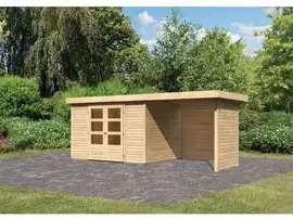 Woodfeeling | Tuinhuis Askola 5 met Overkapping 2,8, Zij- en Achterwand | Onbehandeld