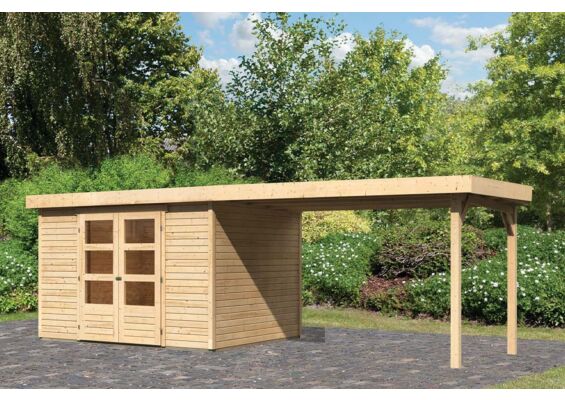 Woodfeeling | Tuinhuis Askola 5 met Overkapping 2,4 en Achterwand | Onbehandeld