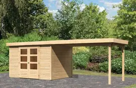 Woodfeeling | Tuinhuis Askola 5 met Overkapping 2,4 en Achterwand | Onbehandeld