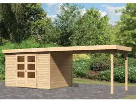Woodfeeling | Tuinhuis Askola 5 met Overkapping 2,4 en Achterwand | Onbehandeld