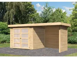 Karibu | Tuinhuis Mühlendorf 3 met Overkapping 2,4, Zij- en Achterwand | Onbehandeld