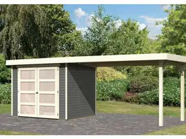 Karibu | Tuinhuis Mühlendorf 3 met Overkapping 2,8 | Terragrijs