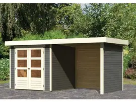Woodfeeling | Tuinhuis Askola 2 met Overkapping 2,4, Zij- en Achterwand | Terragrijs