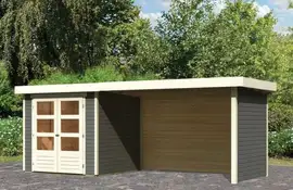 Woodfeeling | Tuinhuis Askola 2 met Overkapping 2,8, Zij- en Achterwand | Terragrijs