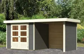 Woodfeeling | Tuinhuis Askola 3 met Overkapping 2,4, Zij- en Achterwand | Terragrijs